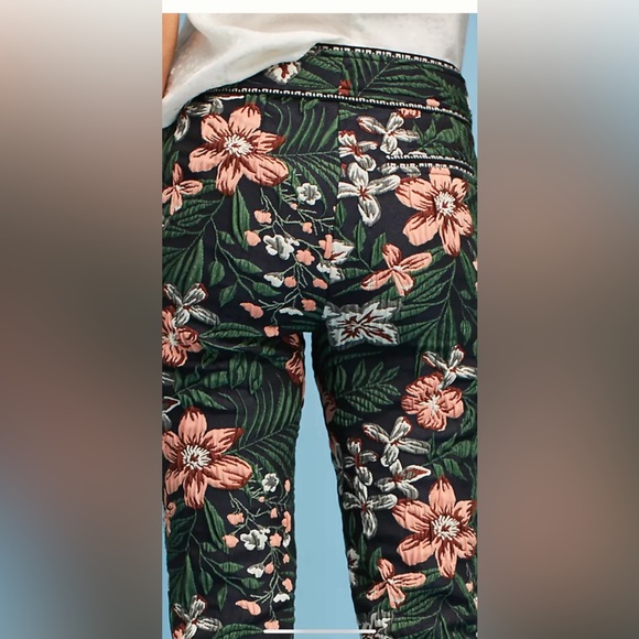 NWT BYRON LARS Beauty Mark Floral Jacquard Brocade Blue Jogger Pants 10 12 - Picture 6 of 12